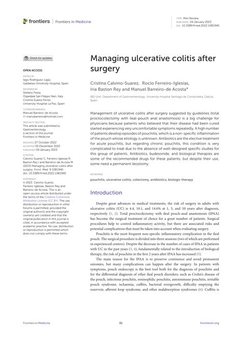 Pdf Managing Ulcerative Colitis After Surgery