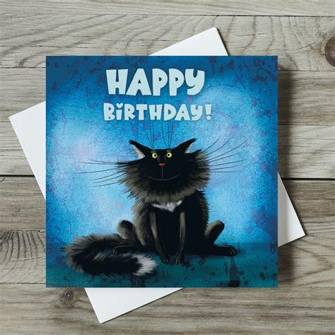 Black Cat Birthday Card Cute Cat Card Cat Lovers Card Cat Etsy