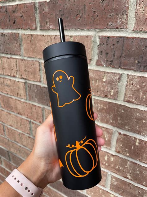 Matte Black Skinny Tumbler L Matte Black Spooky Season Tumbler Etsy