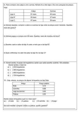 Avaliacao De Matematica Ano Ef Verloop Io