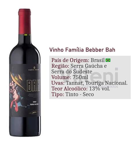 Vinho Família Bebber Bah Tannat Touriga Nacional 750ml Frete grátis