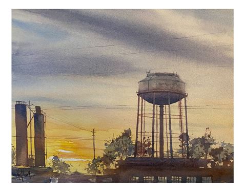 Water Tower Art, Water Tower Painting,water Tower Print,north Carolina ...