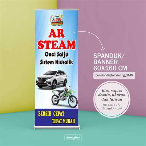 Jual Spanduk Banner Cuci Steam Cuci Motor Mobil Cuci Salju Free