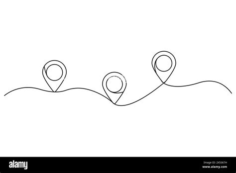 Minimalist Location Pins Vector Continuous Line Drawing Navigation