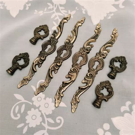 French Brass Escutcheon Keyhole Door Plate X4 Old Hardware Rococo £1999 Picclick Uk