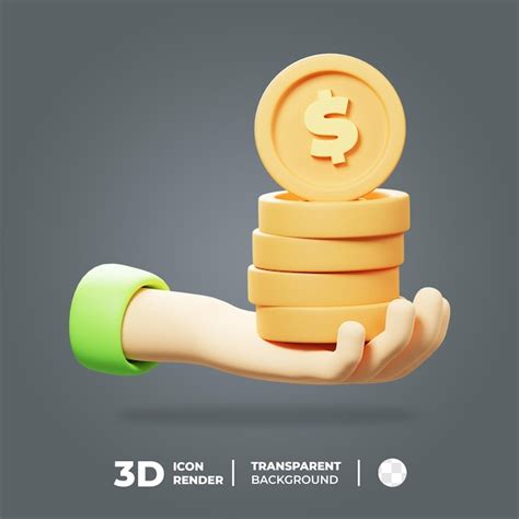 Premium PSD 3d Icon Investment Hand Holding Stack Coin