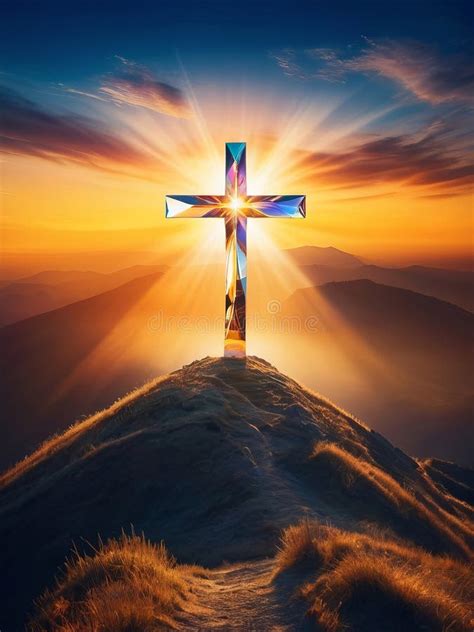 Radiant Mirroring Silver Christian Cross Created With Generative Ai