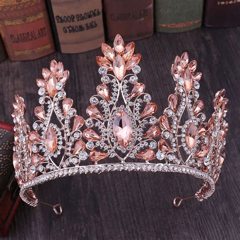 Barock Ros Gold Farbe Kristall Braut Diademe Kronen Gro En Strass