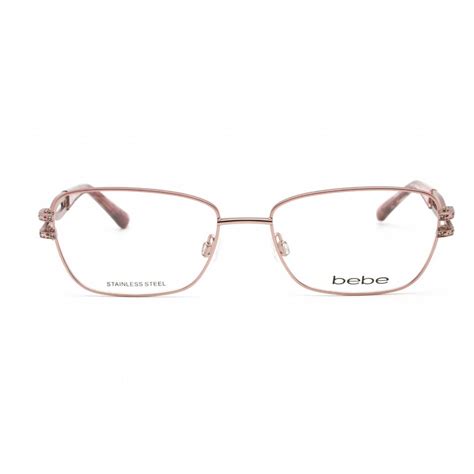 Bebe Mens Eyeglasses Rose Gold Rectangular Metal Frame Clear Lens Bb5173 770 Ebay