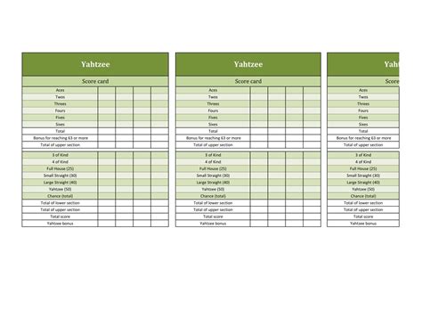 Free Printable Yahtzee Score Sheet Template Pdf Excel Triple Junior