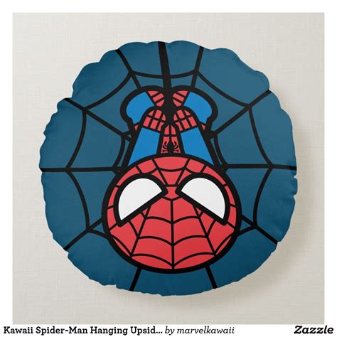 Kawaii Spider Man Hanging Upside Down Round Pillow Zazzle Artofit