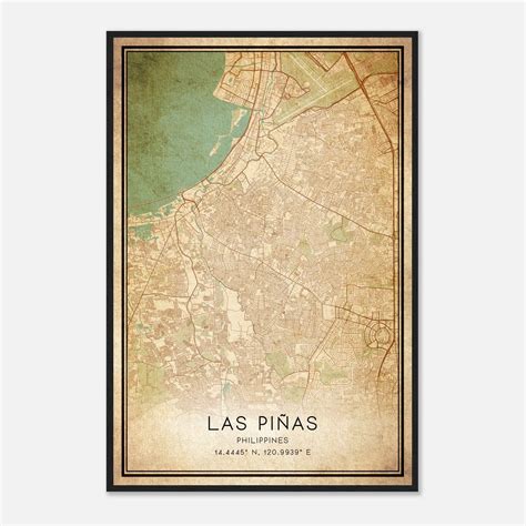 Vintage Las Pinas Philippines Map Poster, Las Pinas City Road Wall Art ...