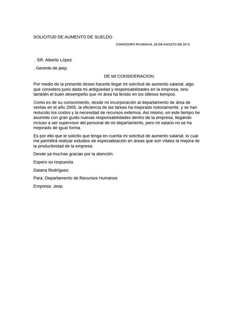 Solicitud De Aumento De Sueldo Pdf