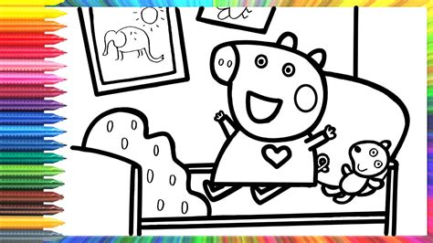 Dibuja y colorea Peppa Pig en la cama Dibujo para niños YouTube