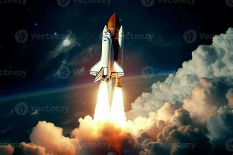 rocket ship blasting space generate ai  stock photo  vecteezy