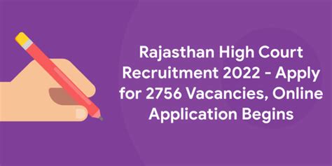 Rajasthan High Court Recruitment 2022 Apply For 2756 Vacancies