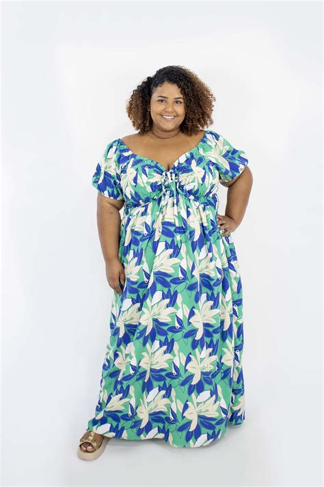 Vestido Longo Plus Size De Lastex Poly Modaliss