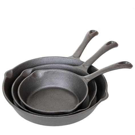 Cajun Cookware Skillets 3-Piece Seasoned Cast Iron Skillet Set ...