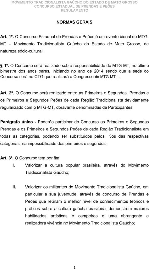 MOVIMENTO TRADICIONALISTA GAÚCHO DO ESTADO DE MATO GROSSO CONCURSO