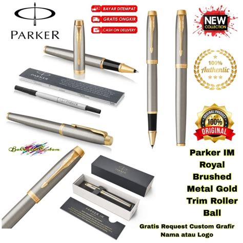 Jual PULPEN PARKER ORIGINAL IM BRUSHED GOLD TRIM GT ROLLER BALL GRATIS