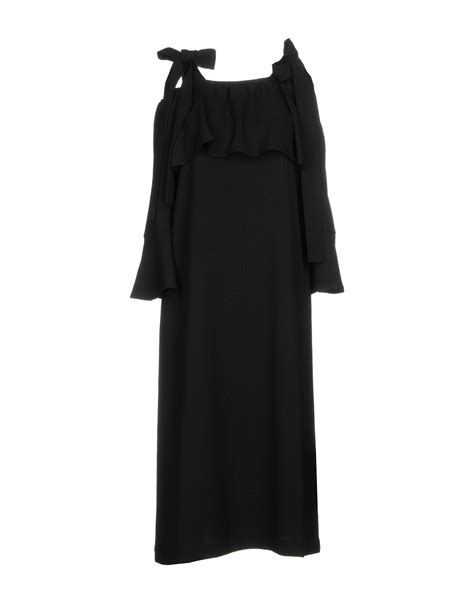 Ganni Knee Length Dress In Black Modesens