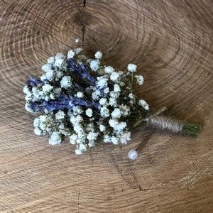 Dried Lavender Buttonhole Dried Gypsophila Boutonniere Dried Flower