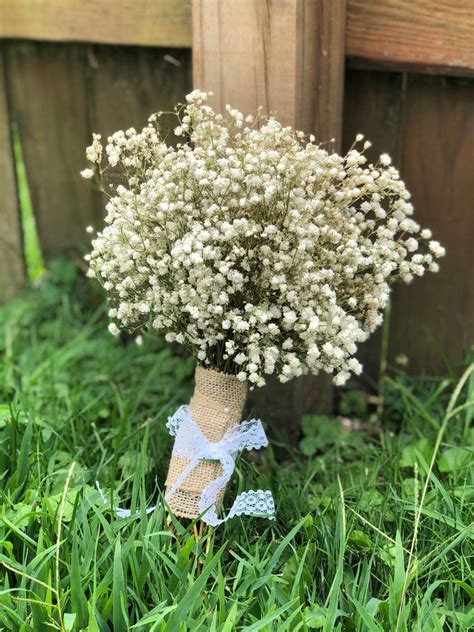 Dried Baby S Breath Wedding Bouquet White Flower Bride Etsy