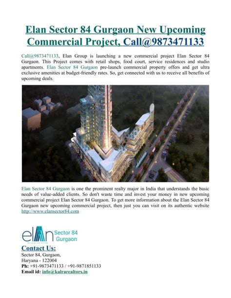 Ppt Elan Commercial Sector A Gurgaon Brochure Elan Commercial