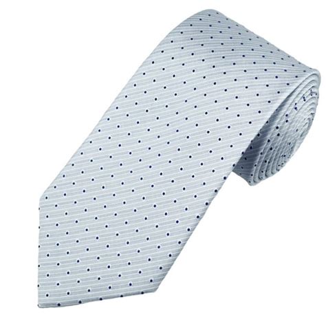 Pale Blue Pinstripe With Navy Blue Polka Dot Men S Silk Tie From Ties