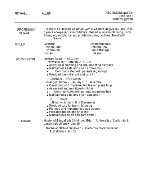 11 Daycare Assistant Resume Examples For 2025