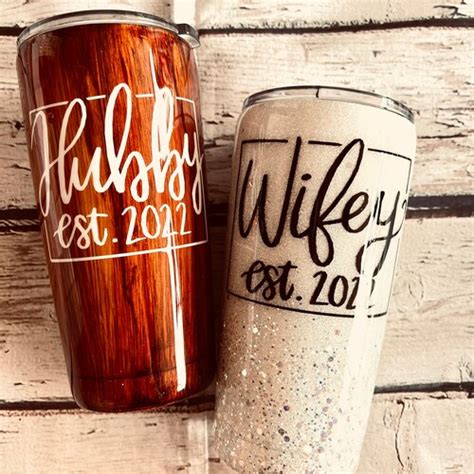 Wifey Hubby Tumbler Cup Etsy