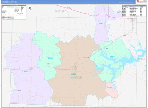 Monroe County, MO Wall Map Color Cast Style by MarketMAPS - MapSales