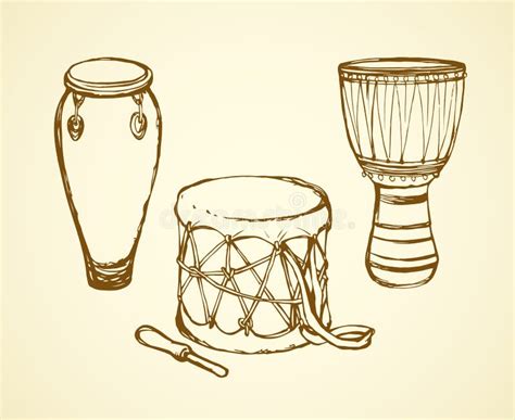 African Drum Vector Drawing Stock Vector Illustration Of African