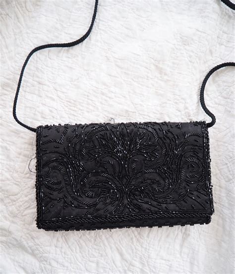 Vintage La Regale Black Beaded Evening Bag Etsy