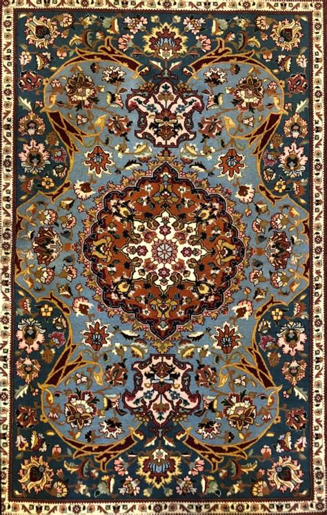 Authentic Persian Hand Knotted Floral Medallion Tabriz Rug At 1stdibs