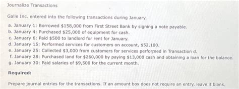 Solved Journalize Transactions Galle Inc Entered Into The Chegg