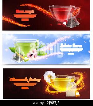 Tea Brewing Bag Realistic Transparent Icon Set With Different Elements