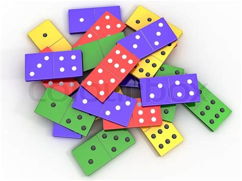 Scattered Colored Shiny Bones Dominoes On Light Background Stock