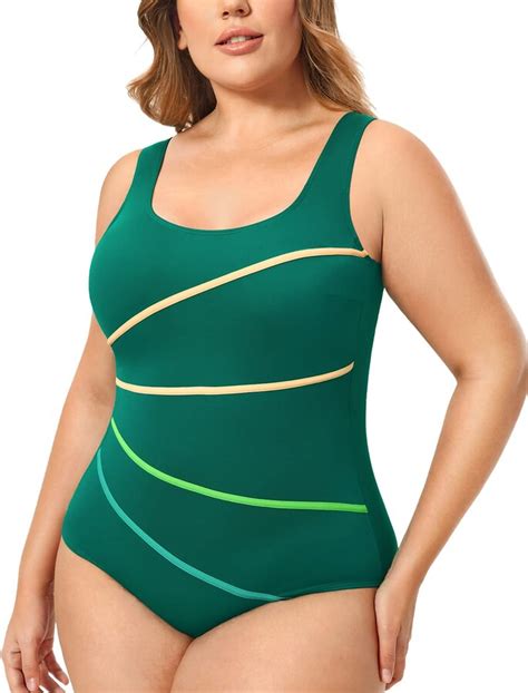 Delimira Women S One Piece Swimming Costume Plus Size Padded Swimwear