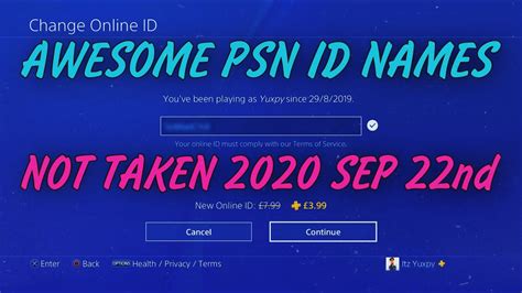 AWESOME PSN ID NAMES NOT TAKEN 22 SEP 2020 YouTube