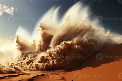 Sandstorm In The Desert Power Of Nature Generated By Artificial