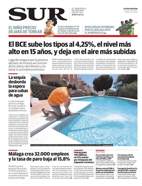 Las Portadas De Diario SUR Diario Sur 28 De Julio De 2023