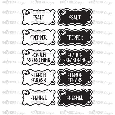 Labels For Lemon Grass And Salt Pepper