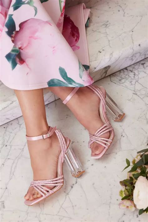 Pink Diamante Strap Heeled Sandals Quiz Clothing