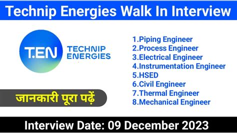 Technip Energies Walk In Interview On 09 December 2023 Electrical