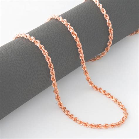 14K Rose Gold Womens 1 5mm Thin Diamond Cut Rope Chain Pendant Necklace