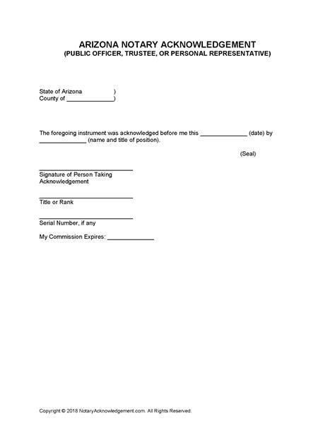 Free Arizona Notary Acknowledgement Forms Pdf Word