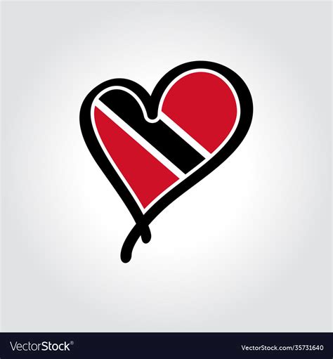 Trinidad And Tobago Flag Heart Shaped Hand Drawn Vector Image