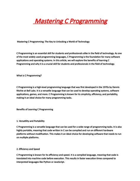 SOLUTION Mastering C Programming Studypool