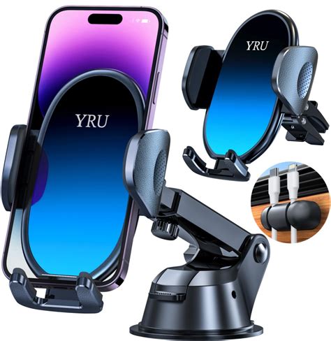 Upgraded YRU Universal Car Phone Holder Mount 360 Rotatable Base